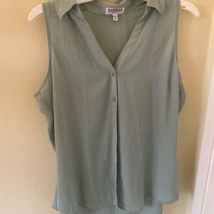 Blue/green button up tank